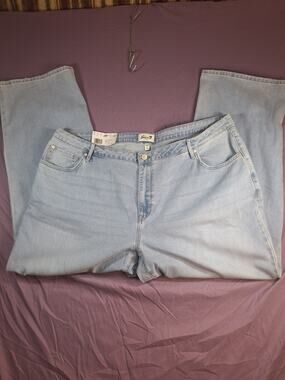 Seven7 Loose Straight Key West Jeans Plus Size 24W Light Blue High Rise Denim